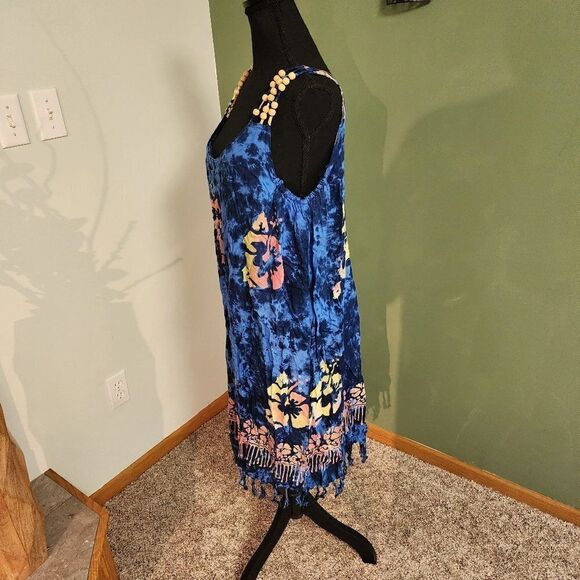 Boho Midi Bamboo J&J Tie Dye Rope Beaded Strap Dress Hawaii Sytle - Picture 3 of 6